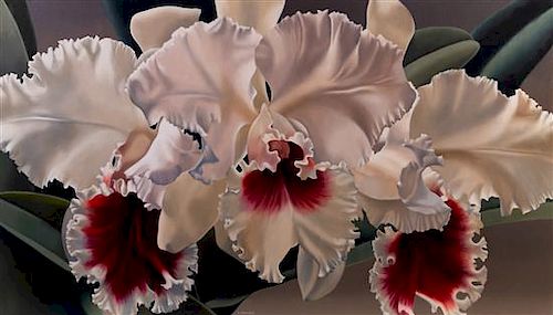 * Winifred Godfrey, (American, b. 1944), White Orchids with Crimson