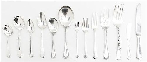 An American Silver Flatware Service, Length of knife 8 3/4 inches.