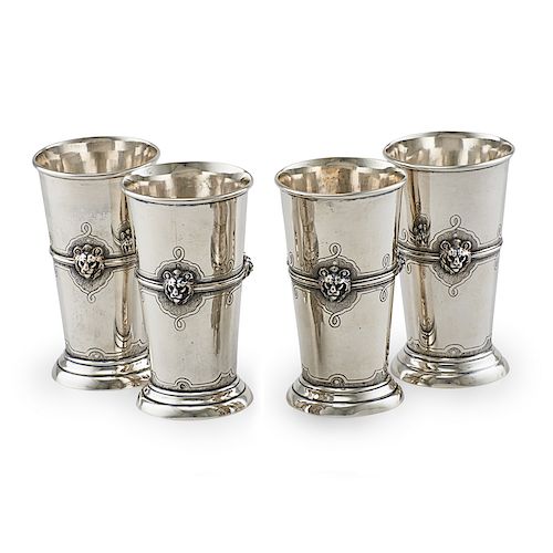 GROUP OF FOUR EDWARD VII SILVER DRINKING VESSELS