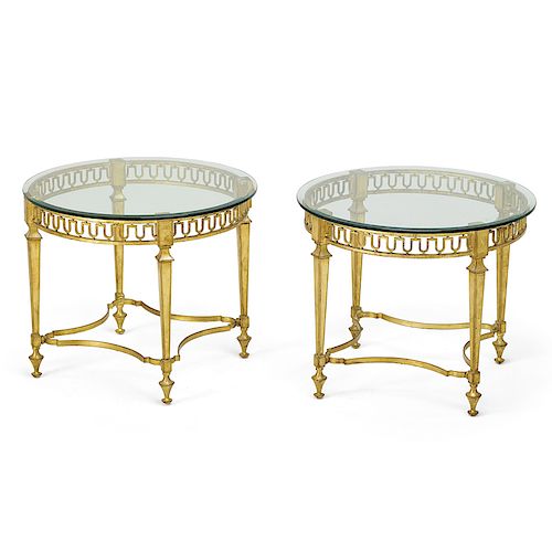 PAIR OF LOUIS XVI STYLE GLASS TOP TABLES