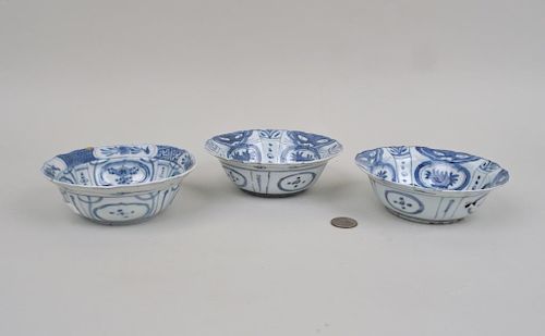Three "Kraak" Porcelain Bowls