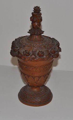 Elaborately Carved Treenware Container