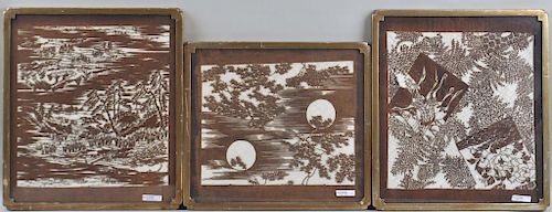Group of Three Japanese Framed Stencils