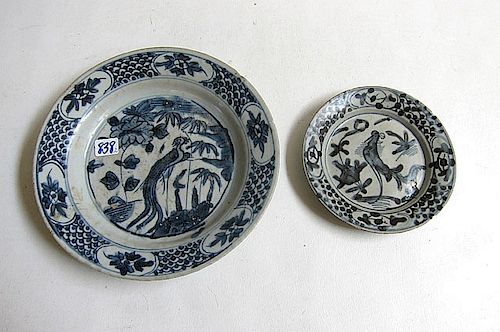 Two Chinese Ming Dynasty B/W Porcelain Plates