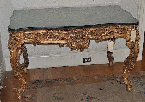 Continental Baroque Carved & Gilded Console Table