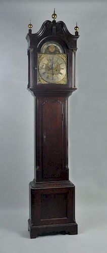 English Oak Barlow Brass Dial Tall Clock