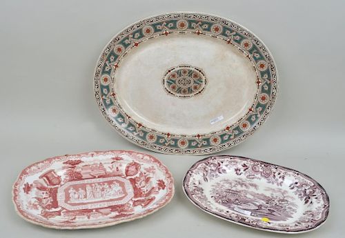 Group Three English Polychrome Porcelain Platters