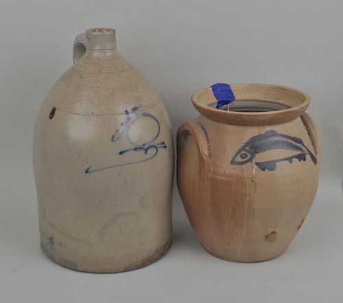Two Decorated Stoneware Items