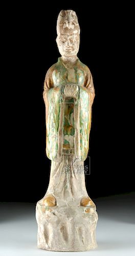 Tall Chinese Tang Sancai Glazed Figure, Ex-Sotheby's