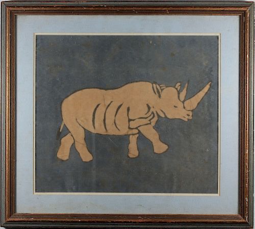Vintage Mixed Media of a Rhinoceros