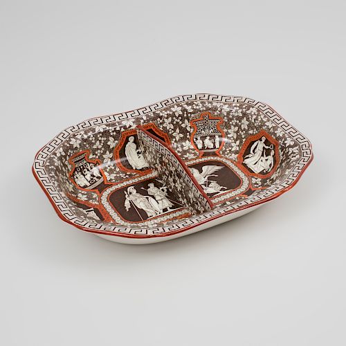 Copeland Spode Bifurcated Porcelain Dish in the 'Greek' Pattern