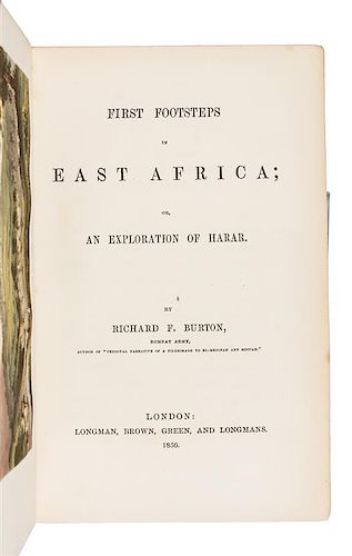 BURTON, Richard Francis, Sir (1821-1890). First Footsteps in East Africa. London, 1856. FIRST EDITION, second issue.