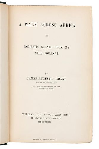 GRANT, James Augustus (1827-1892). A Walk Across Africa. London, 1864. FIRST EDITION.