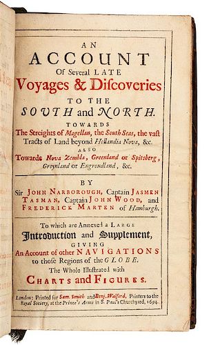 NARBROUGH, John, Sir, and others. An Account of Several Late Voyages & Discoveries to the South and North. London,  1694.