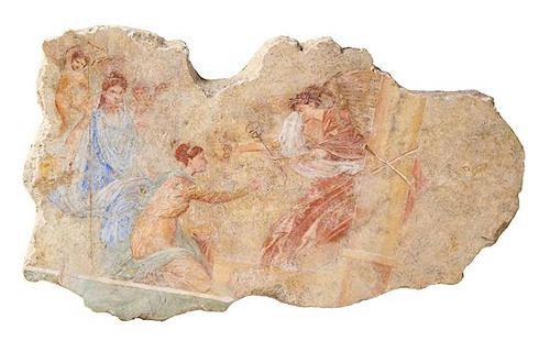 * A Roman Wall Painting Fragment Length 23 inches.