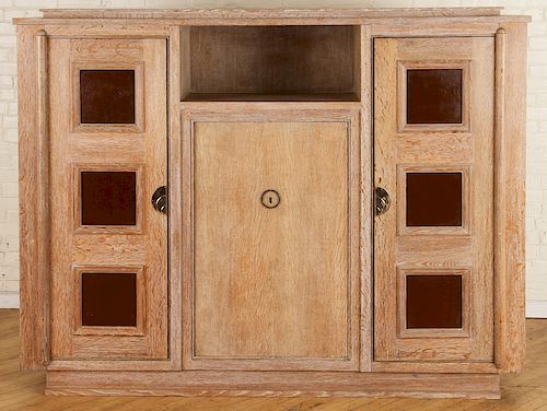 FRENCH CERUSED OAK CABINET ATTR. JACQUES ADNET
