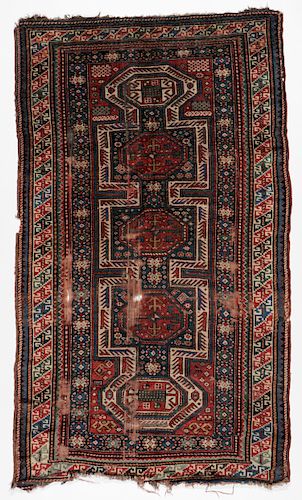Antique Kazak Rug, Caucasus: 4'6'' x 7'7'' (137 x 231 cm)..