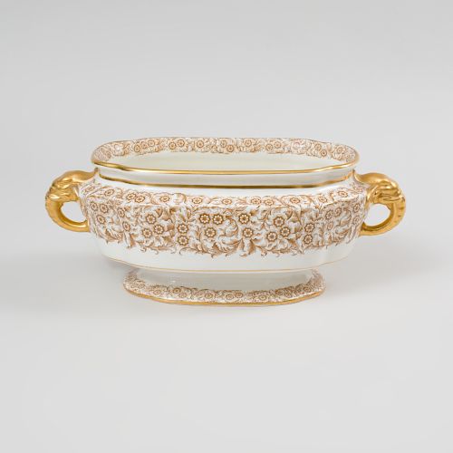 Royal Worcester Gilt-Decorated Centerbowl with Elephant Head Handles