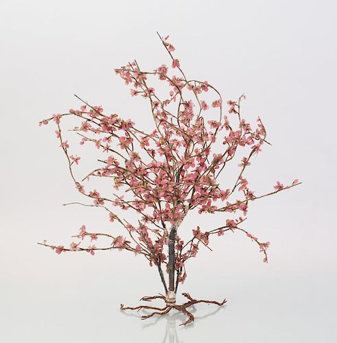 Chinese Silk Wrapped Wire and Glass Model of a Tree