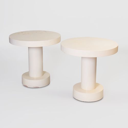 Pair of Modern Cream Painted End Tables