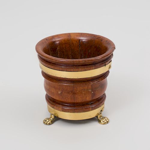 Miniature Model of a Brass-Bound Mahogany Peat Bucket