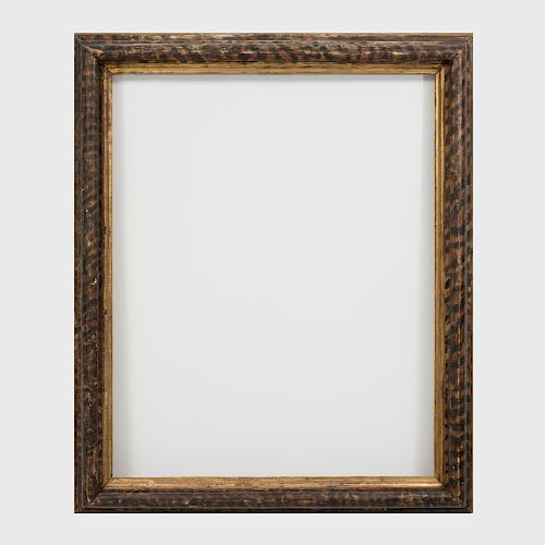 Baroque Style Grained Tiger Wood and Parcel Gilt Frame