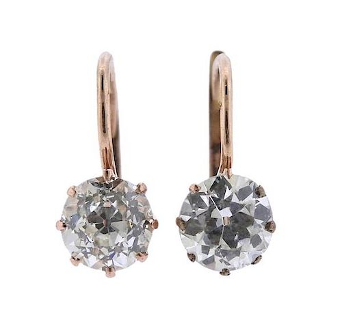 14K Gold Old Mine Cut Diamond Earrings