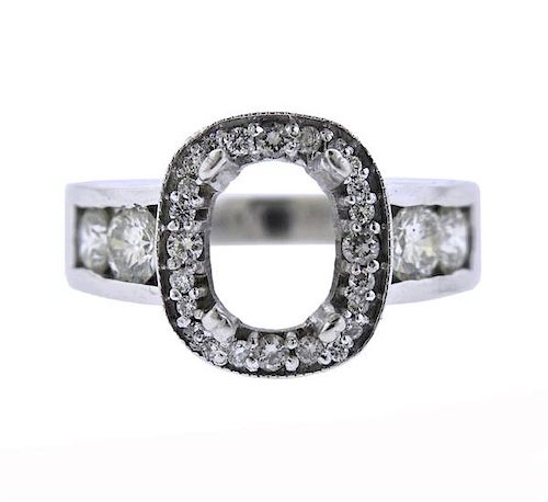 14K Gold Diamond Engagement Halo Ring Mounting