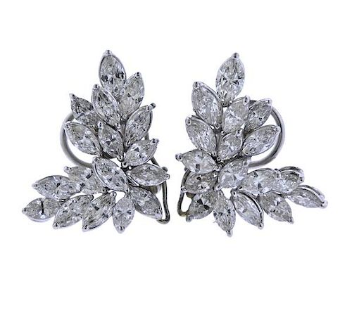 Platinum Marquise 7.00ctw Diamond Cluster Earrings