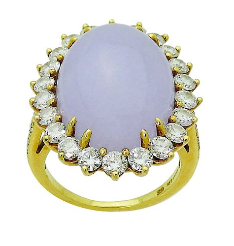Tiffany & Co 18k Lavender Jade & Diamond Ring GIA CERT