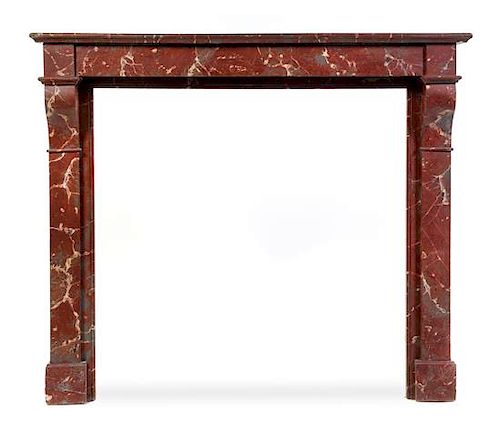 A Painted Faux Marble Fireplace Mantel Height 43 1/2 x width 51 x depth 14 inches.