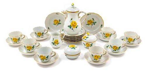 A Meissen Porcelain Tea Set Height of teapot 6 1/4 inches.