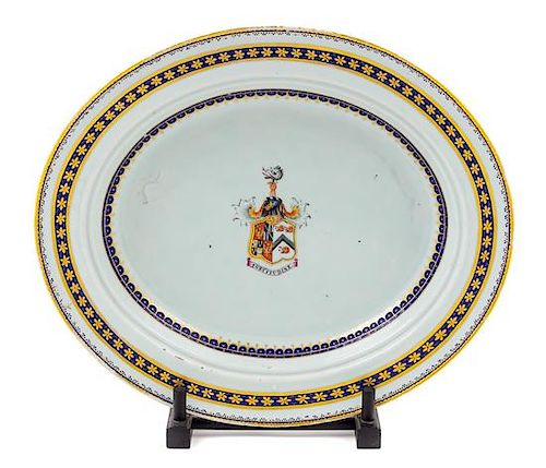 A Chinese Export Porcelain Platter Width 17 1/2 inches.