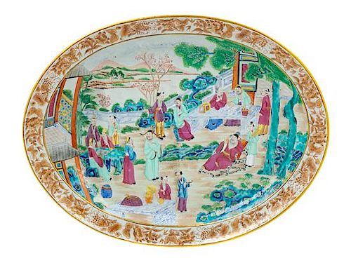 * A Mandarin Palette Porcelain Meat Platter Width 18 3/4 inches.