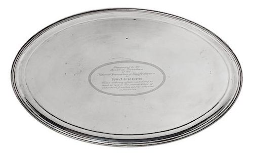 * An American Silver Tray, Ensko, New York, NY, Mid-20th Century, of oval form, the center field and underside with an engraved