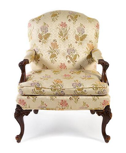 A George II Style Mahogany Library Chair Height 36 inches.