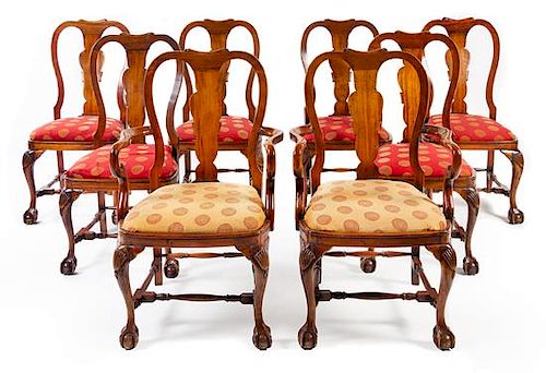 A Set of Eight George II Style Mahogany Dining Chairs Height 40 7/8 inches.