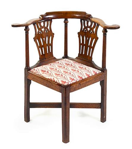 A George III Mahogany Corner Chair Height 32 inches.