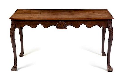 An Irish George III Mahogany Library Table Height 28 1/2 x width 54 x depth 26 1/4 inches.