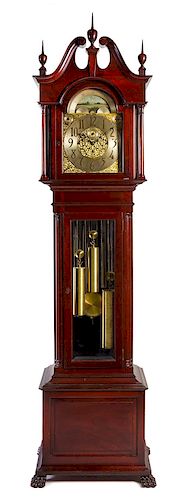 An American Tall Case Clock Height 96 x width 23 1/2 x depth 14 1/2 inches.