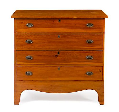 An American Cherry Chest of Drawers Height 37 1/2 x width 39 x depth 17 5/8 inches.