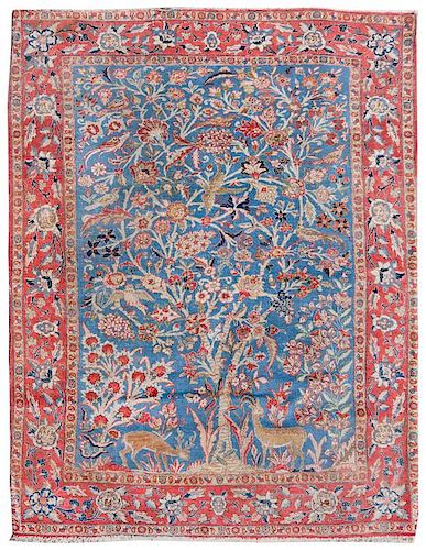 A Kashan Wool and Silk Rug 6 feet 7 inches x 4 feet 4 inches.