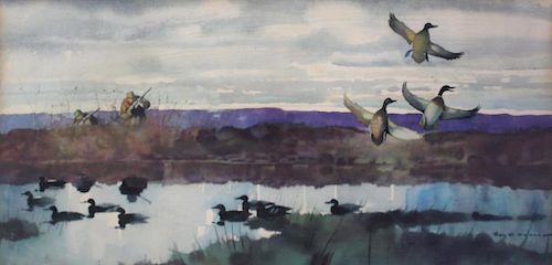 MASON, Roy Martell. Color Lithograph. Duck Hunt.