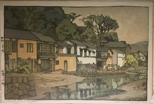 Woodblock Print, Small Town in Chugoku, by Hiroshi