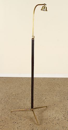 LEATHER BRONZE FLOOR LAMP MANNER OF JACQUES ADNET