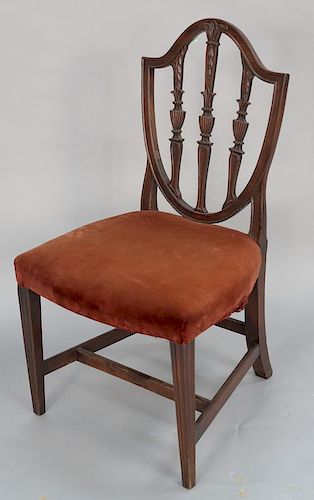 Mahogany shield back side chair, probably English. 
height 37 1/4 in. 
Provenance: A deaccession by the Yale University Art Gallery ...