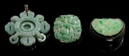 A Collection of Jadeite Articles Width of widest 2 1/8 inches.