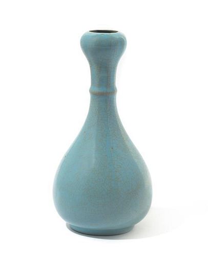 * A Guan-Type Garlic Head Vase Height 8 1/2 inches.