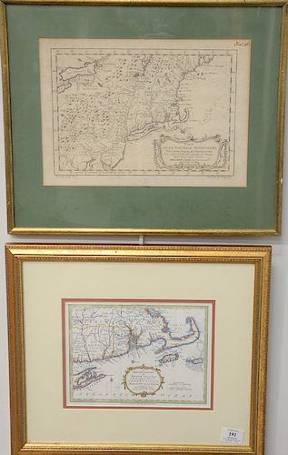 Two early framed engraved maps including "Carte de la Nouvelle Angleterre Nouvelle Yorck et Pennsylvania" (sight size 9 1/2" x 13 1/...