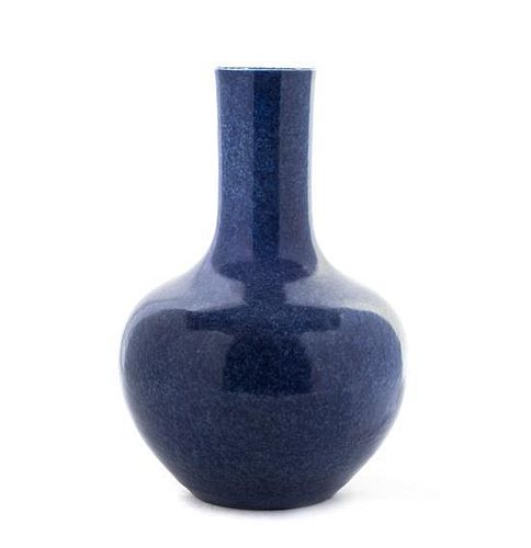 A Cobalt Glazed Porcelain Vase Height 13 1/4 inches.